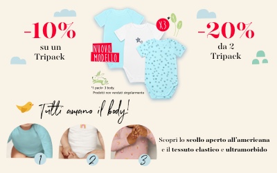 -10% sulla prima tutina, -20% con due e più tutine
